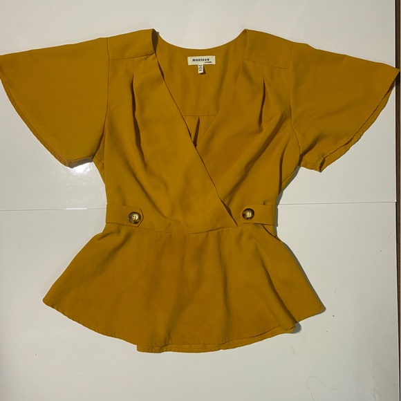 Mustard yellow peplum top size M - Picture 1 of 5